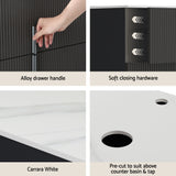 Bathroom Cabinets, Cupboards & Storage: Cefito Vanity Unit 900mm Bathroom Cabinet Storage Wall Hung Black Timber Front