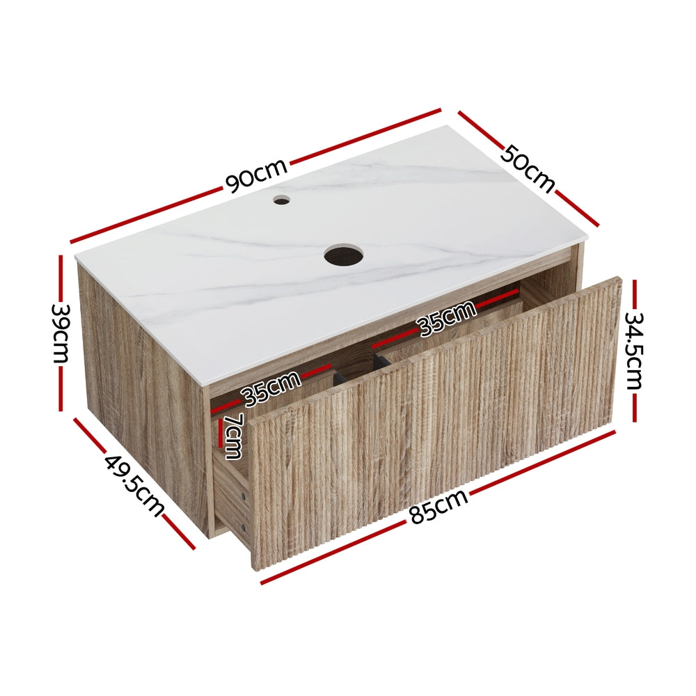 Vanity Units: Cefito Vanity Unit 915mm with Basin Oak