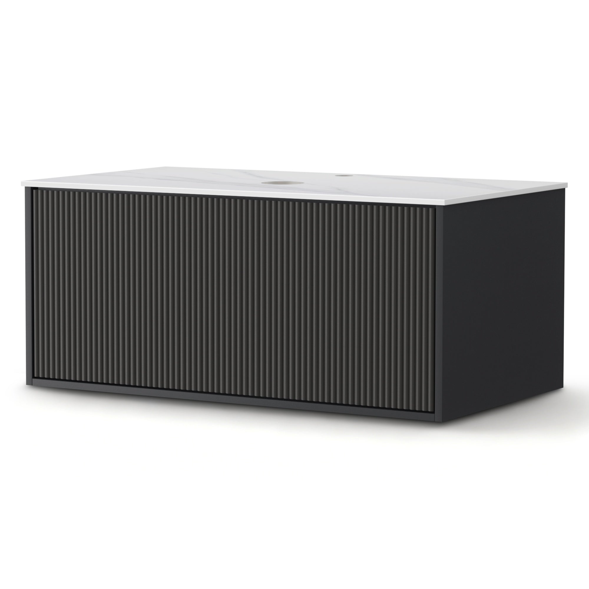 Vanity Units: Cefito Vanity Unit 900mm Bathroom Cabinet Storage Wall Hung Grooved Timber Black