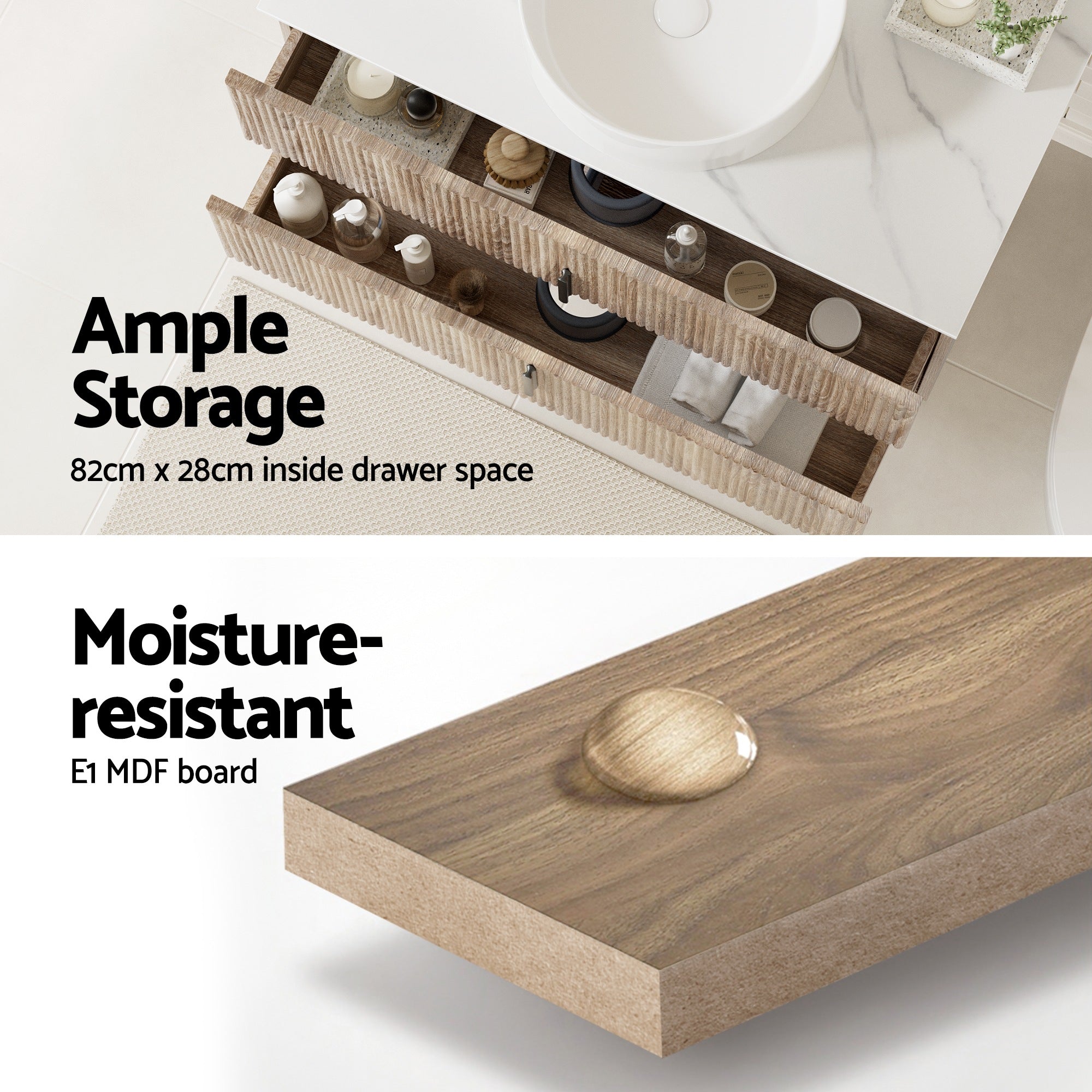 Vanity Units: Cefito Vanity Unit 900mm Bathroom Cabinet Storage Wall Hung Timber Front Pine