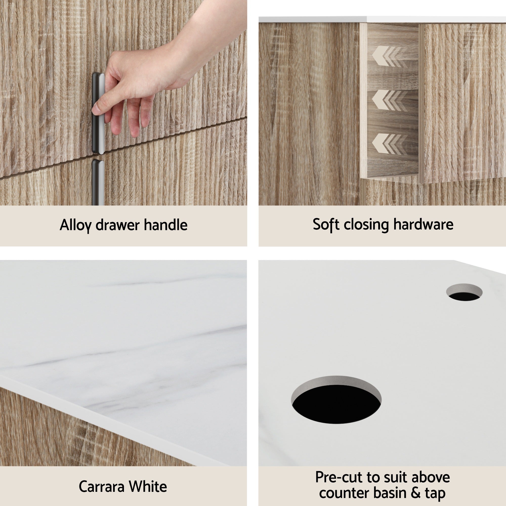 Vanity Units: Cefito Vanity Unit 900mm Bathroom Cabinet Storage Wall Hung Timber Front Pine