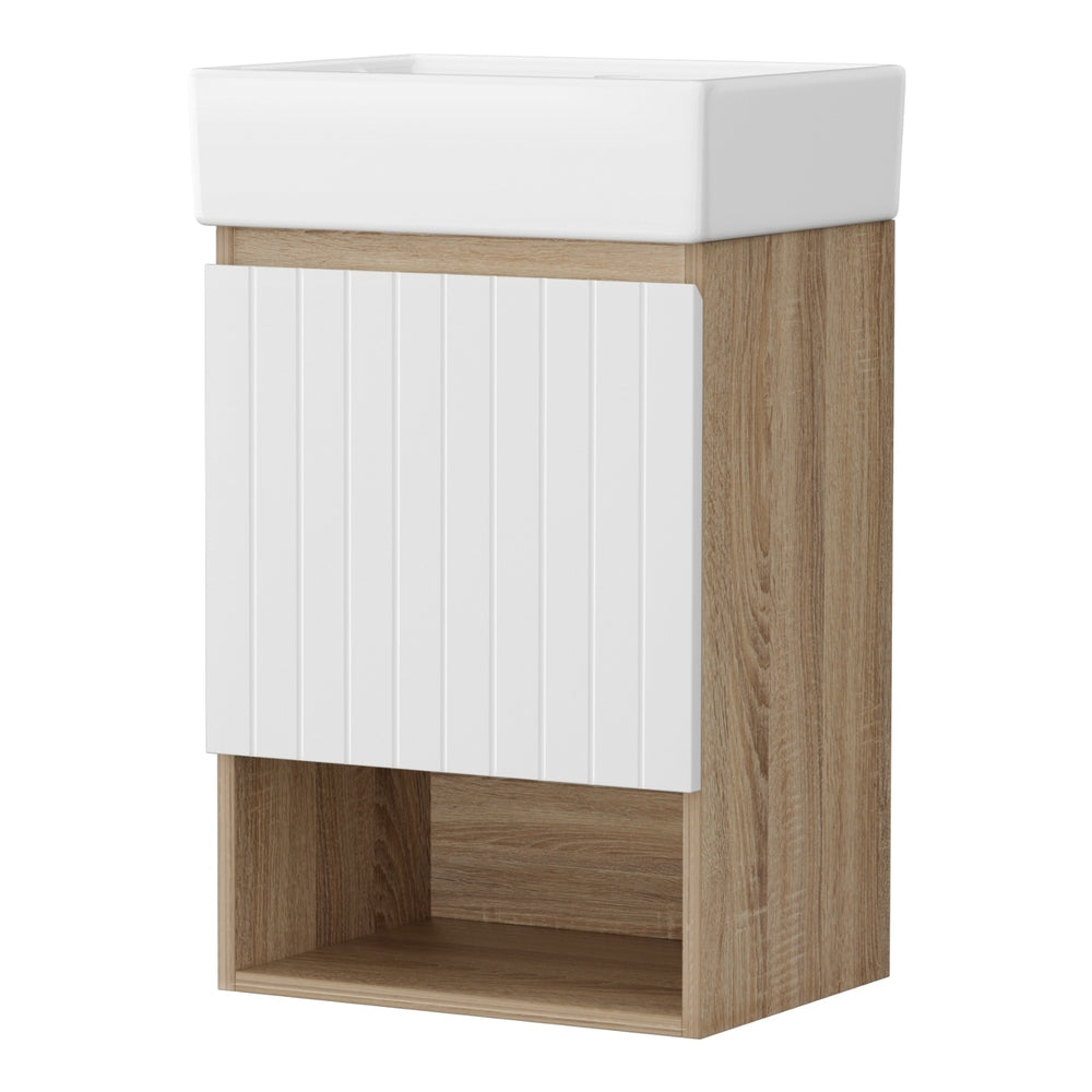 Bathroom Cabinets, Cupboards & Storage: Cefito Vanity Unit 445mm Basin Bathroom Cabinet Storage Wall Hung Sink White
