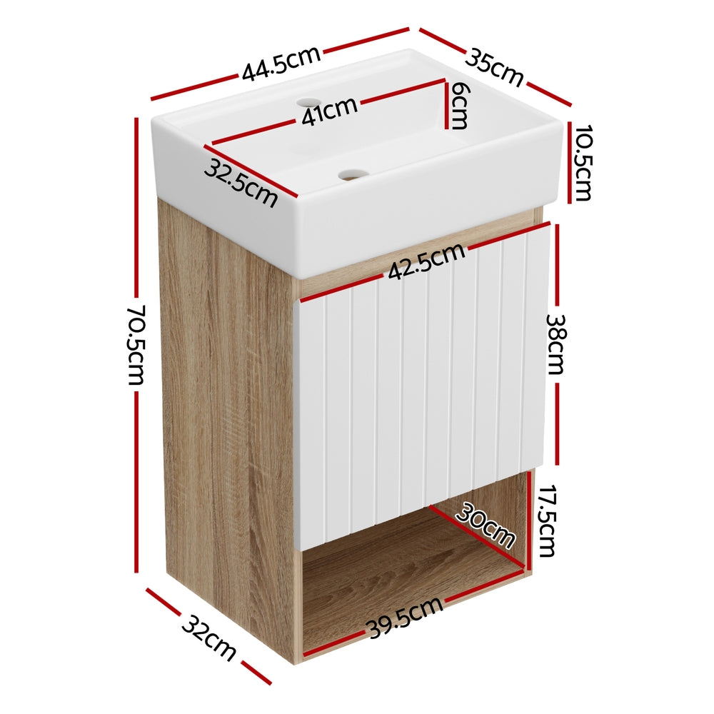 Bathroom Cabinets, Cupboards & Storage: Cefito Vanity Unit 445mm Basin Bathroom Cabinet Storage Wall Hung Sink White