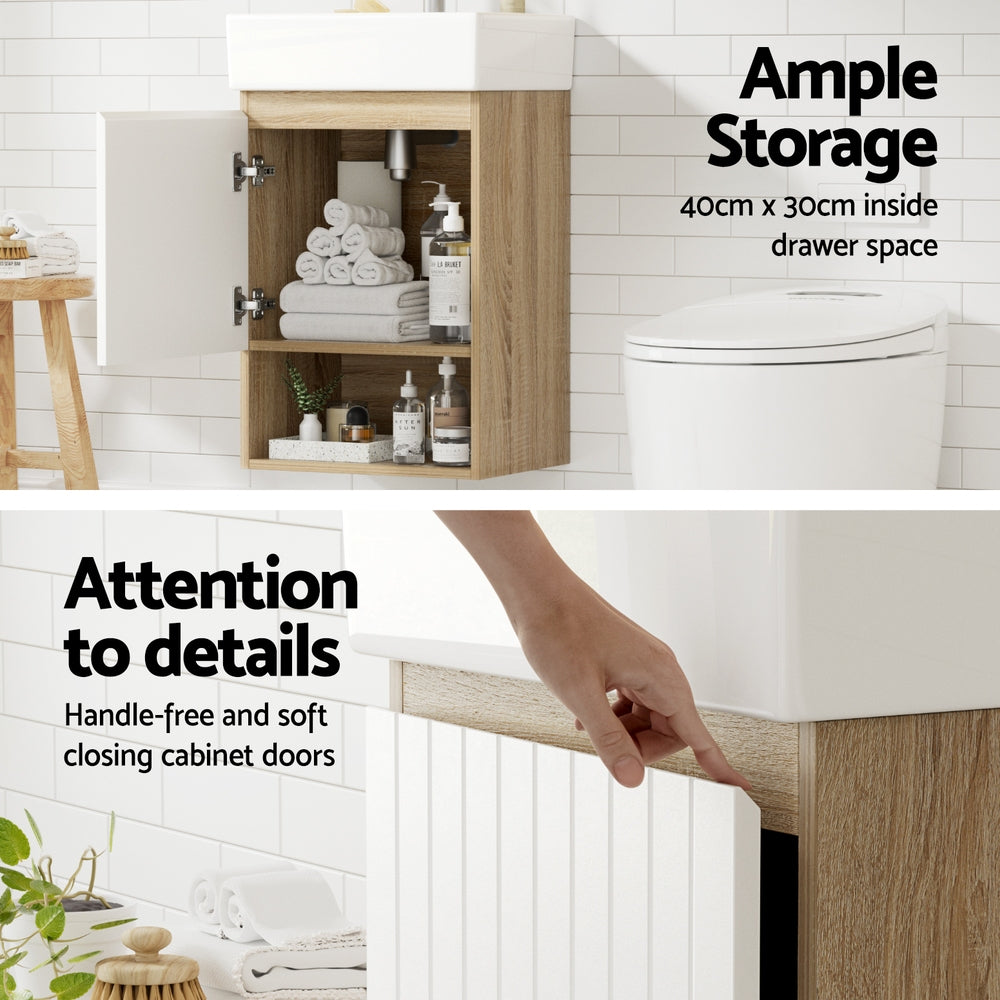 Bathroom Cabinets, Cupboards & Storage: Cefito Vanity Unit 445mm Basin Bathroom Cabinet Storage Wall Hung Sink White