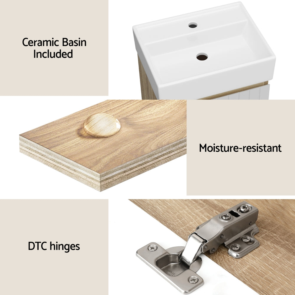 Bathroom Cabinets, Cupboards & Storage: Cefito Vanity Unit 445mm Basin Bathroom Cabinet Storage Wall Hung Sink White