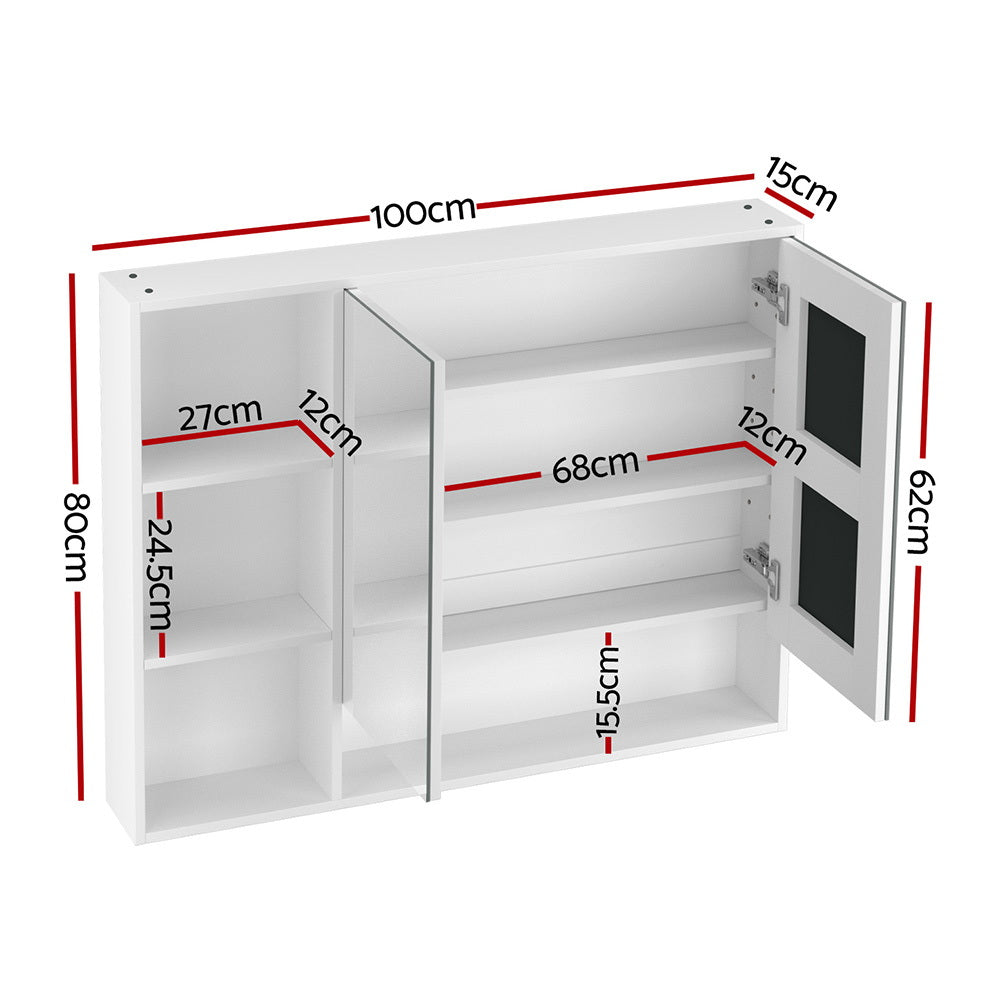 Bathroom Cabinets, Cupboards & Storage: Cefito Bathroom Mirror Cabinet 100CM Vanity Medicine Wall Mounted Storage White