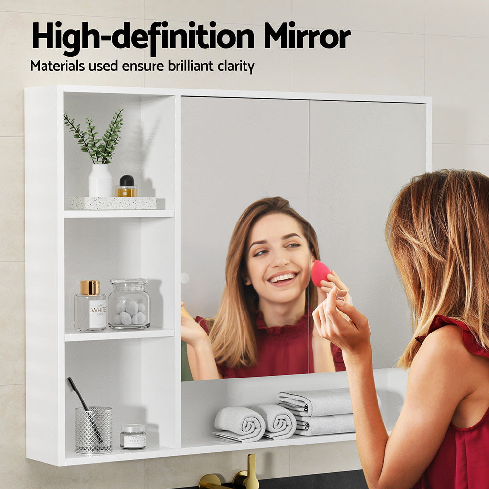 Bathroom Cabinets, Cupboards & Storage: Cefito Bathroom Mirror Cabinet 100CM Vanity Medicine Wall Mounted Storage White
