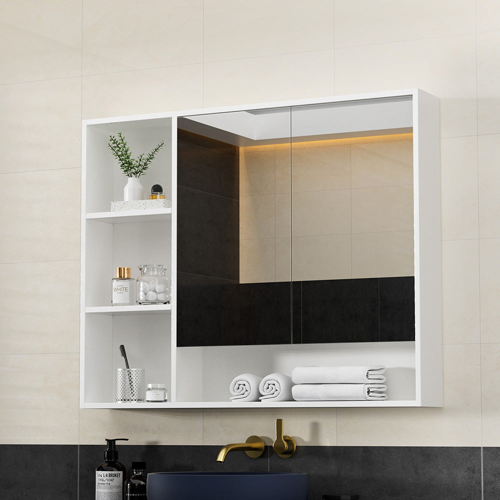 Bathroom Cabinets, Cupboards & Storage: Cefito Bathroom Mirror Cabinet 100CM Vanity Medicine Wall Mounted Storage White