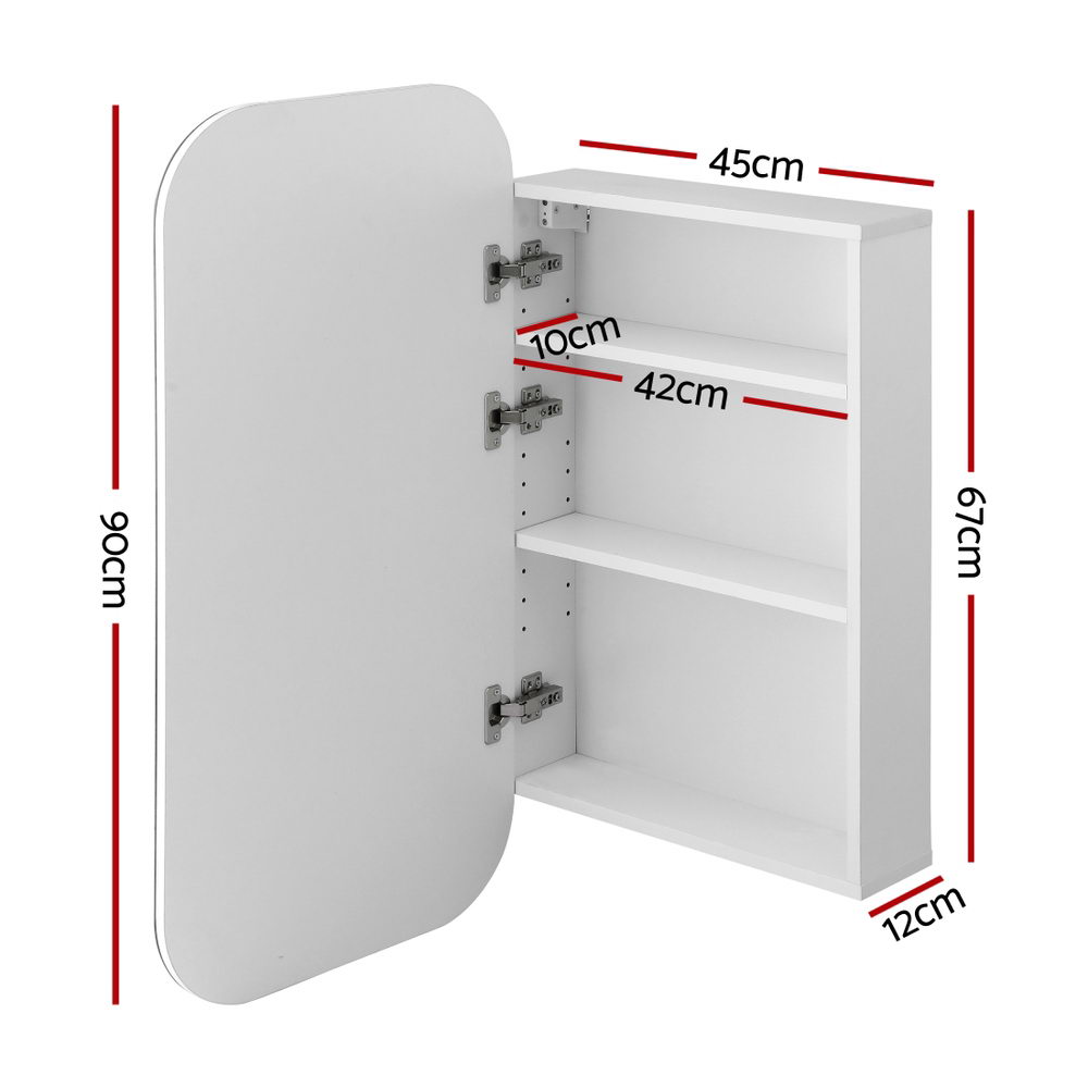 Bathroom Cabinets, Cupboards & Storage: Cefito Bathroom Mirror Cabinet Medicine Shaving Arch Wall Hung 450x900mm White