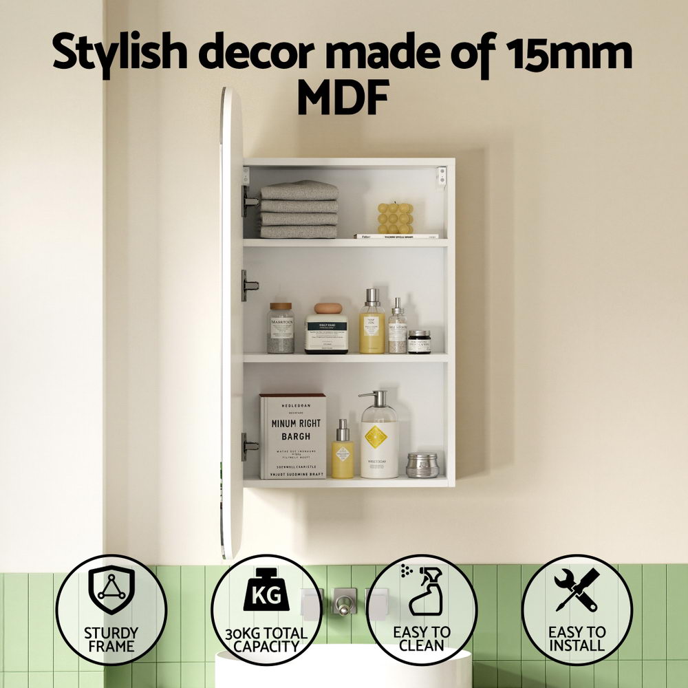 Bathroom Cabinets, Cupboards & Storage: Cefito Bathroom Mirror Cabinet Medicine Shaving Arch Wall Hung 450x900mm White