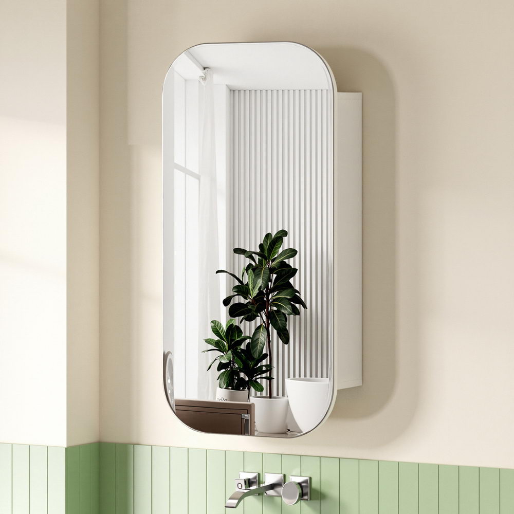 Bathroom Cabinets, Cupboards & Storage: Cefito Bathroom Mirror Cabinet Medicine Shaving Arch Wall Hung 450x900mm White