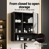 Cefito Bathroom Mirror Cabinet Mirrored Medicine Adjustable Shelf Wall Mounted 560mm Black