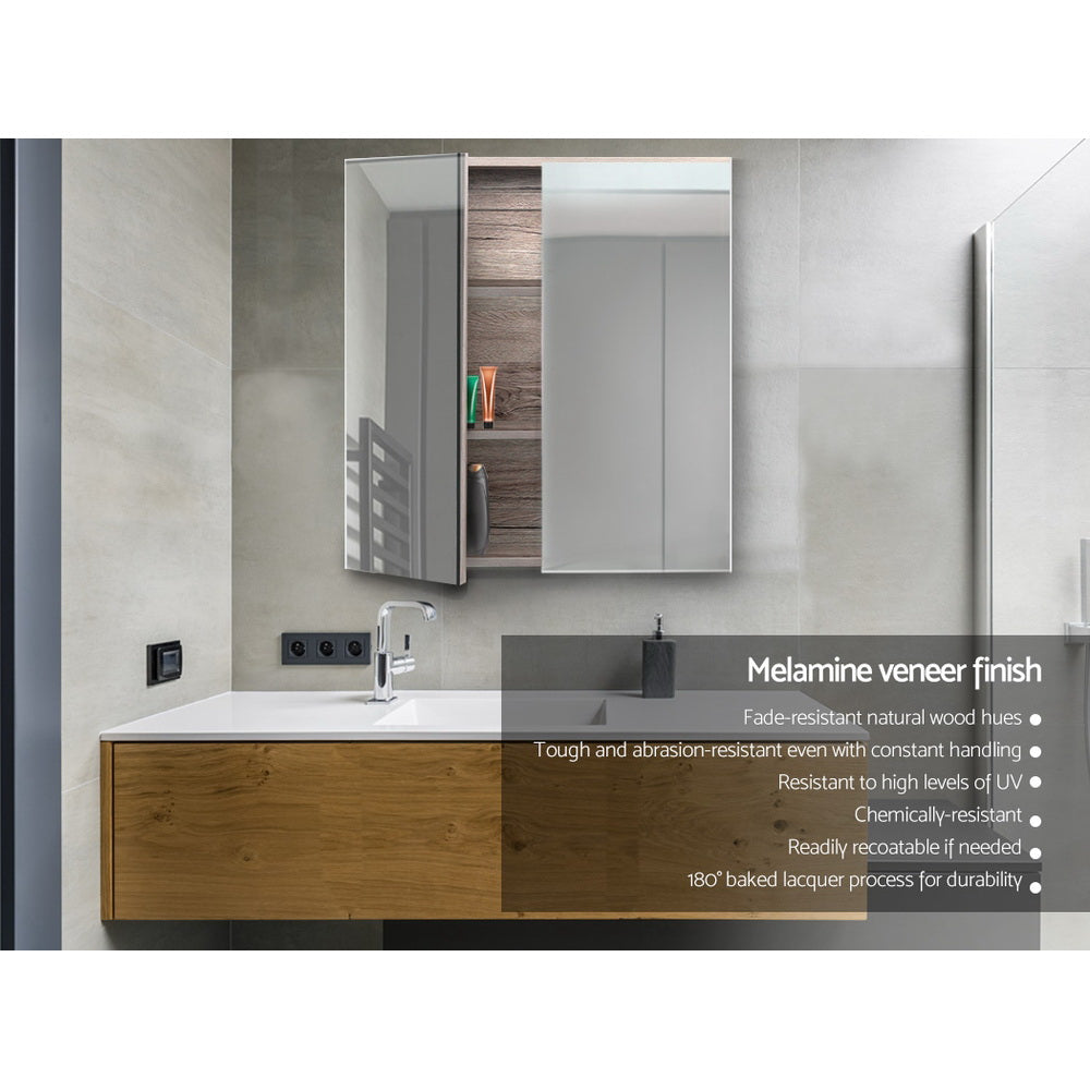 Bathroom Cabinets, Cupboards & Storage: Cefito Bathroom Mirror Cabinet 600x720mm Oak