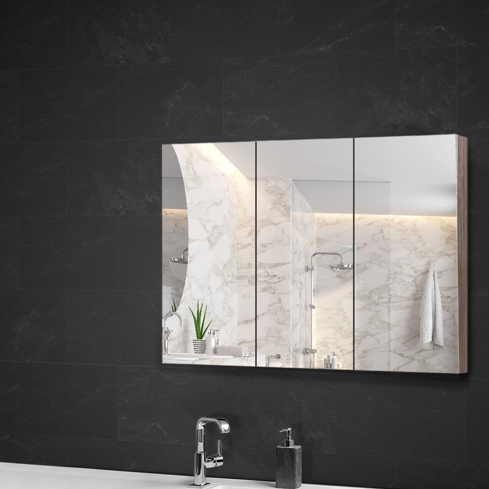 Bathroom Cabinets, Cupboards & Storage: Cefito Bathroom Mirror Cabinet 900x720mm Oak