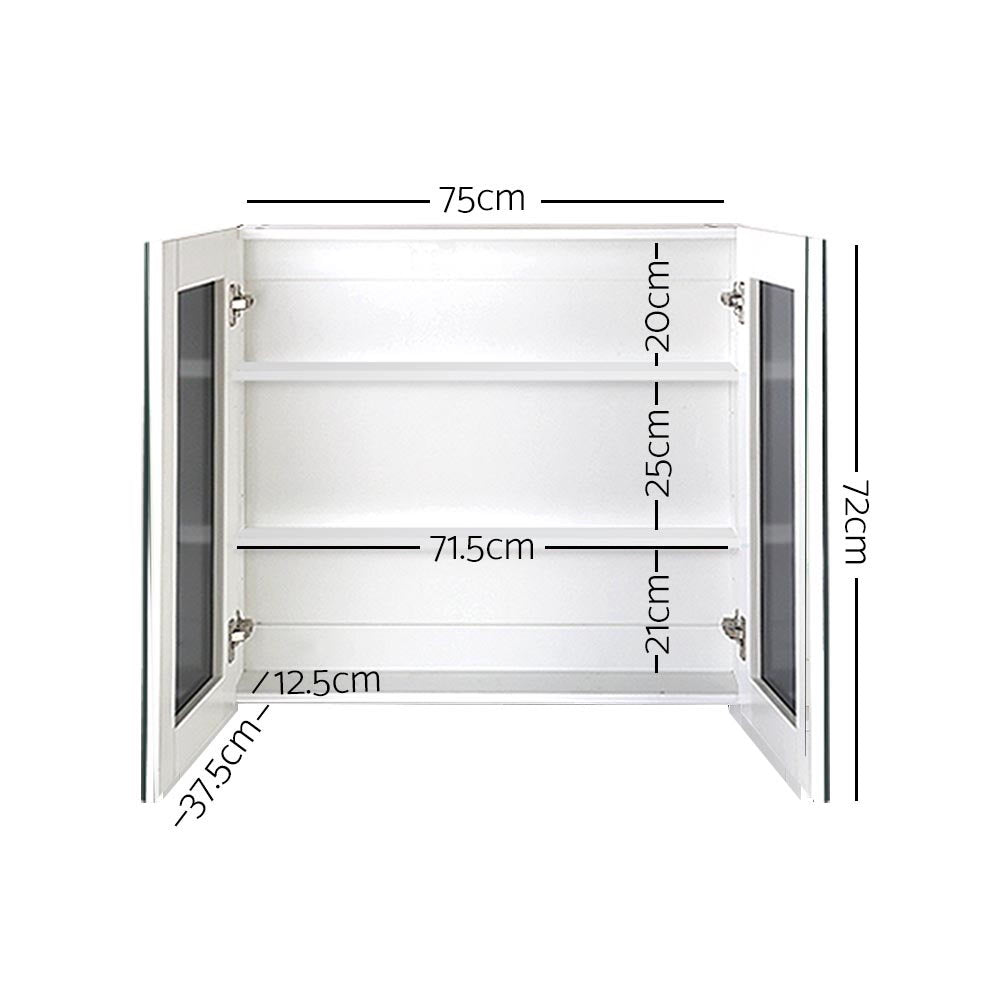Bathroom Cabinets, Cupboards & Storage: Cefito Bathroom Mirror Cabinet 750x720mm White