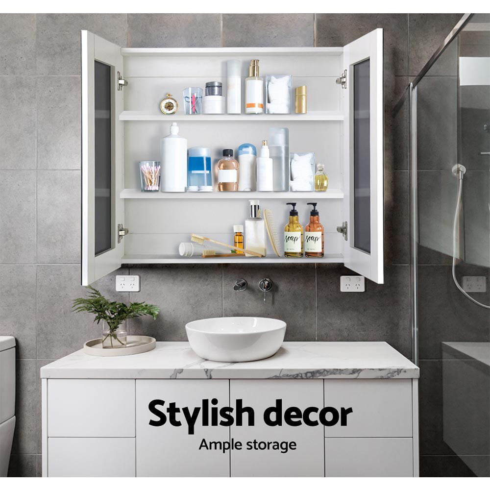 Bathroom Cabinets, Cupboards & Storage: Cefito Bathroom Mirror Cabinet 750x720mm White