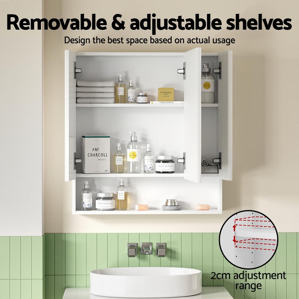 Bathroom Cabinets, Cupboards & Storage: Cefito Bathroom Mirror Cabinet Medicine Adjustable Shelves Wall Hung 700x750mm White