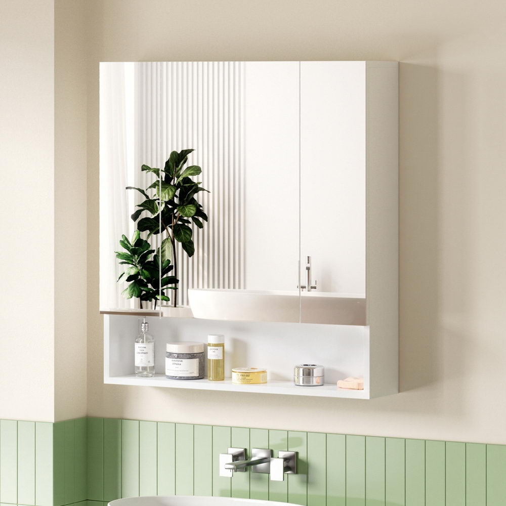Bathroom Cabinets, Cupboards & Storage: Cefito Bathroom Mirror Cabinet Medicine Adjustable Shelves Wall Hung 700x750mm White