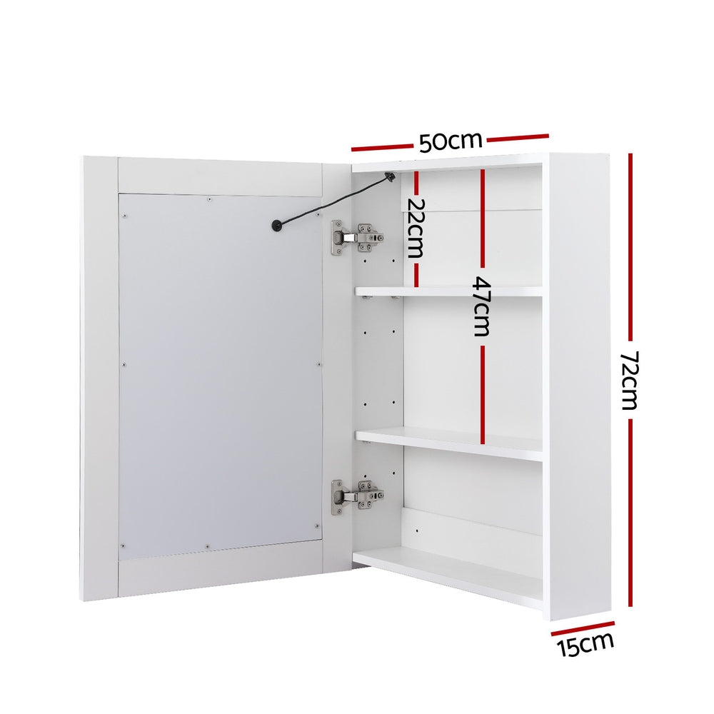 Makeup Organisation & Storage: Bathroom Mirror Cabinet LED 500x720mm Medicine Wall Storage