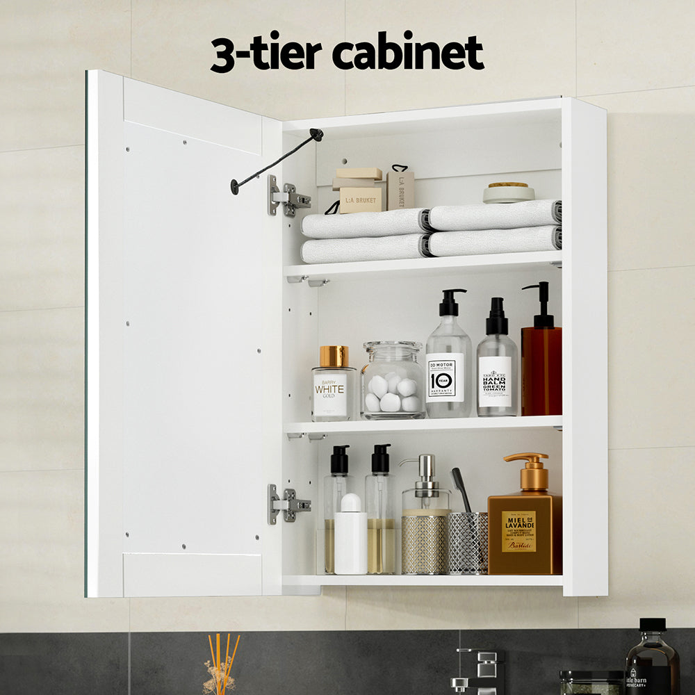 Makeup Organisation & Storage: Bathroom Mirror Cabinet LED 500x720mm Medicine Wall Storage