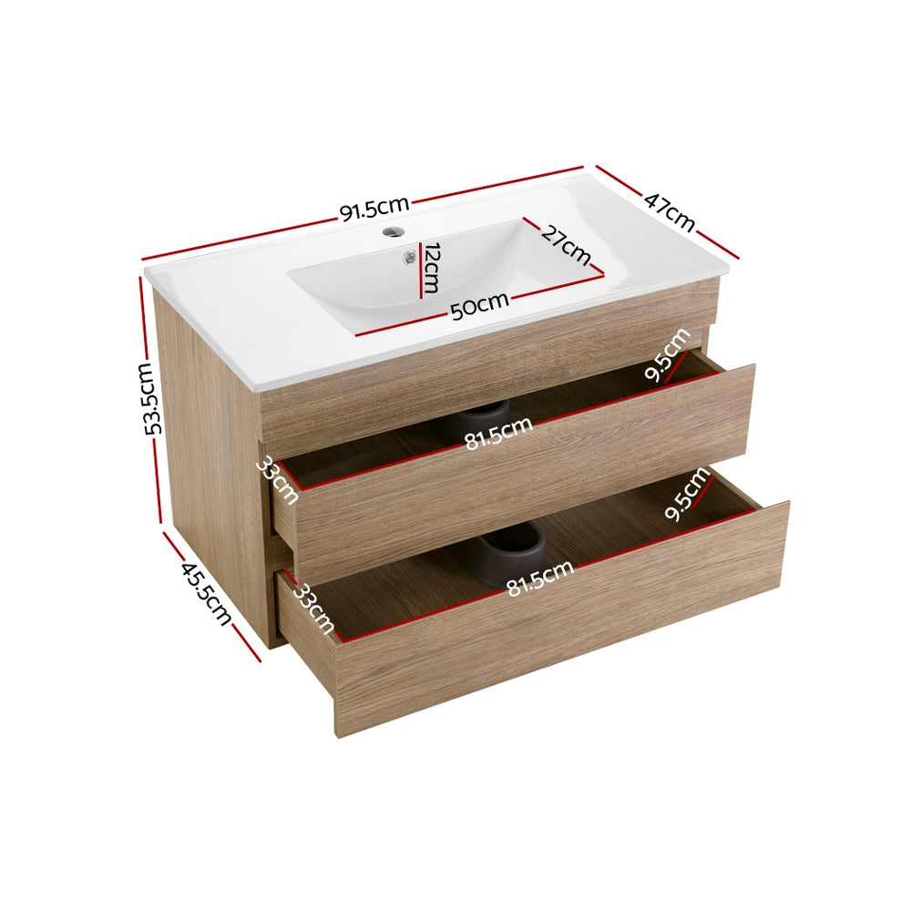 Vanity Units: Cefito Vanity Unit 915mm with Basin Oak