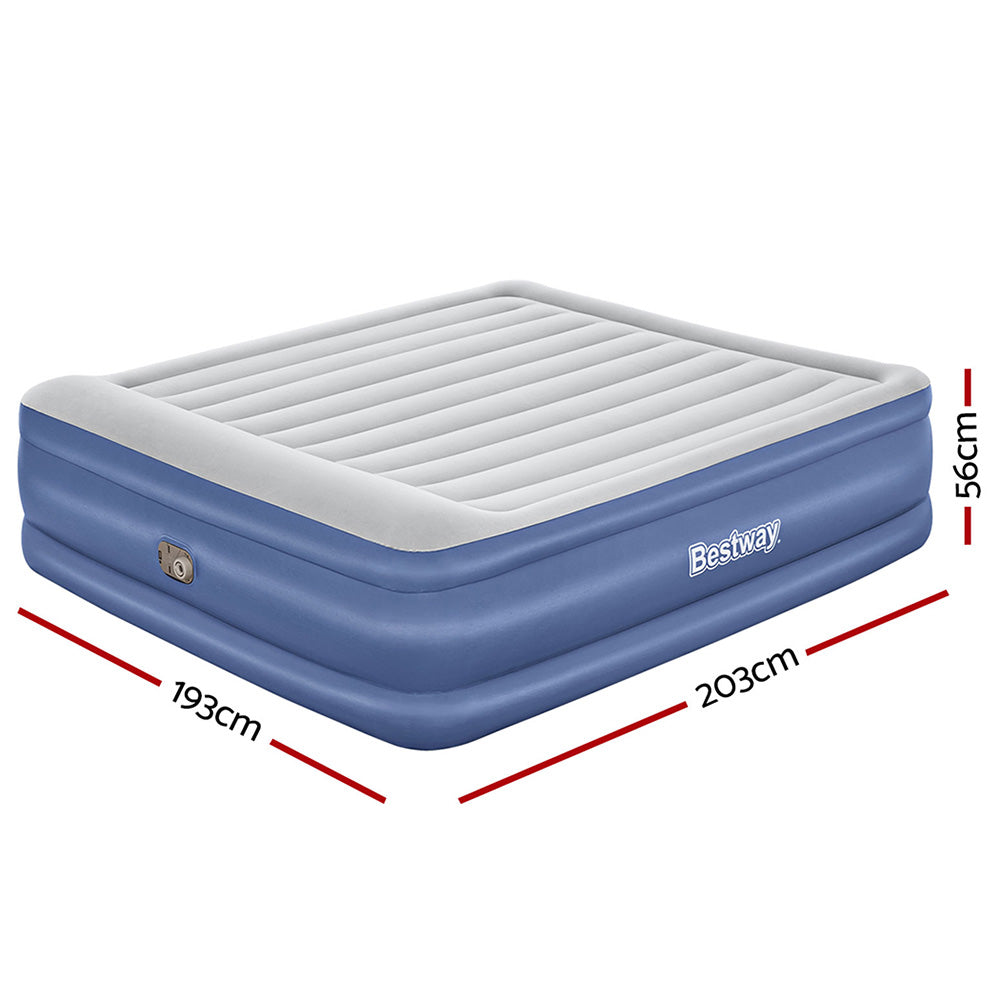 Inflatable Mattresses: Bestway Air Mattress King Inflatable Bed 56cm Airbed Blue