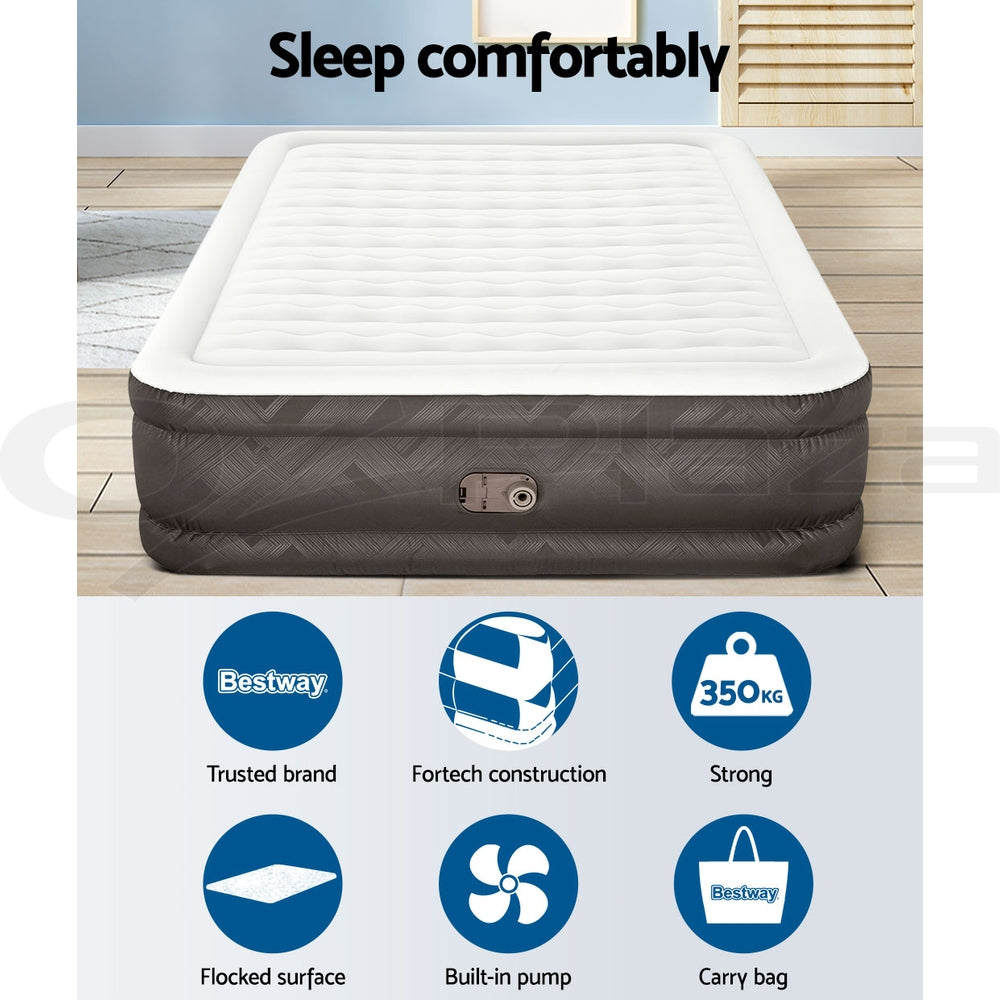 Inflatable Mattresses: Bestway Air Mattress Queen Inflatable Bed 46cm Airbed Grey