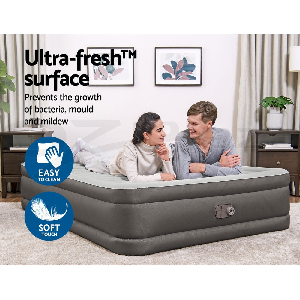Inflatable Mattresses: Bestway Air Mattress Queen Inflatable Bed 46cm Airbed Grey