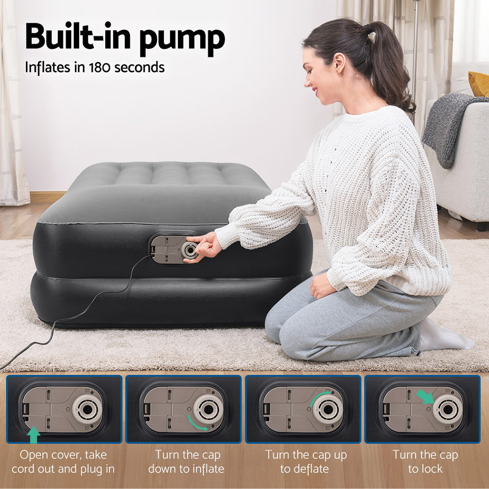 Inflatable Mattresses: Bestway Air Mattress Single Inflatable Bed 46cm Airbed Black