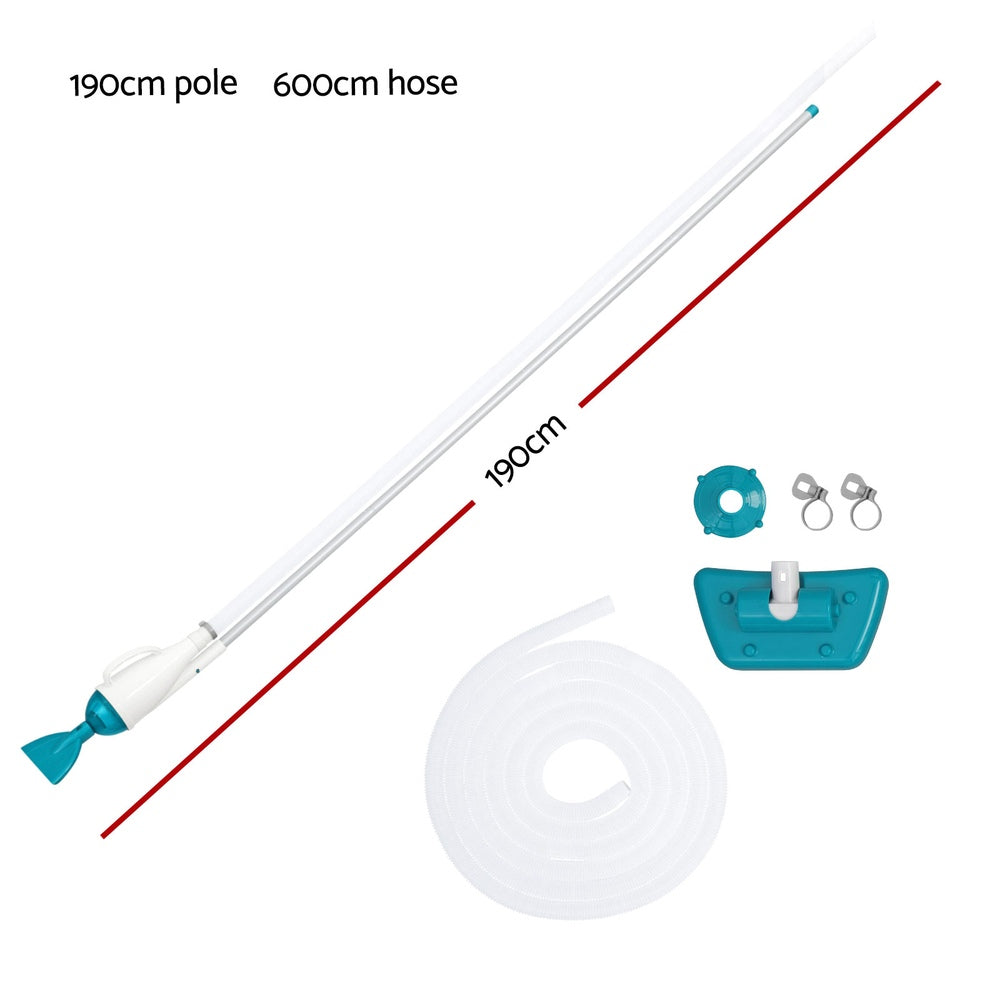 Pool Covers & Accessories: Bestway Pool Cleaner 2 Cleaning Heads Vacuum 6m Hose 1.9m Aluminium Pole