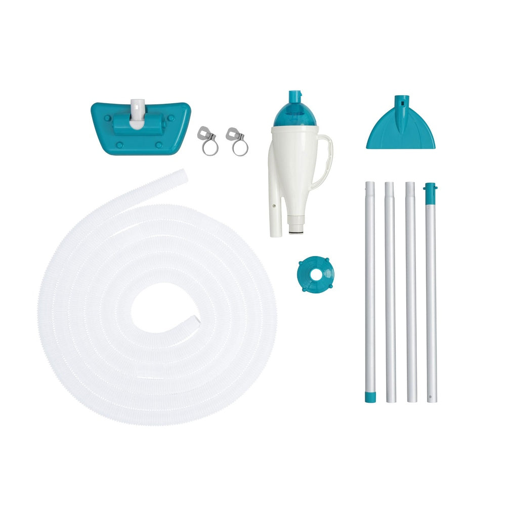 Pool Covers & Accessories: Bestway Pool Cleaner 2 Cleaning Heads Vacuum 6m Hose 1.9m Aluminium Pole
