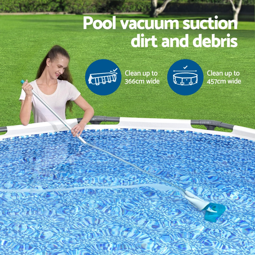 Pool Covers & Accessories: Bestway Pool Cleaner 2 Cleaning Heads Vacuum 6m Hose 1.9m Aluminium Pole