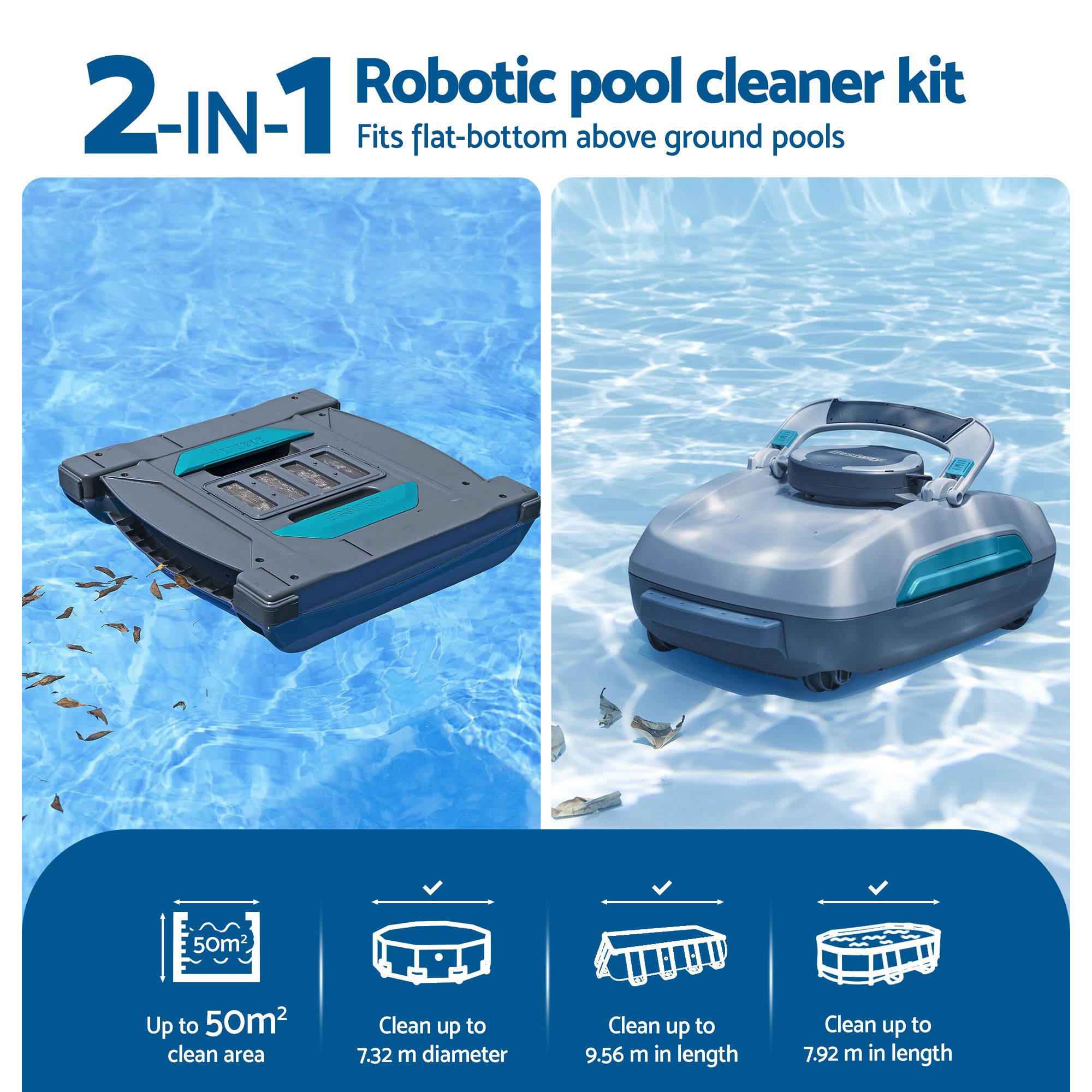 Bestway Robotic Pool Cleaner Automatic Vacuum Surface Skimmer Above Ground 2-in-1