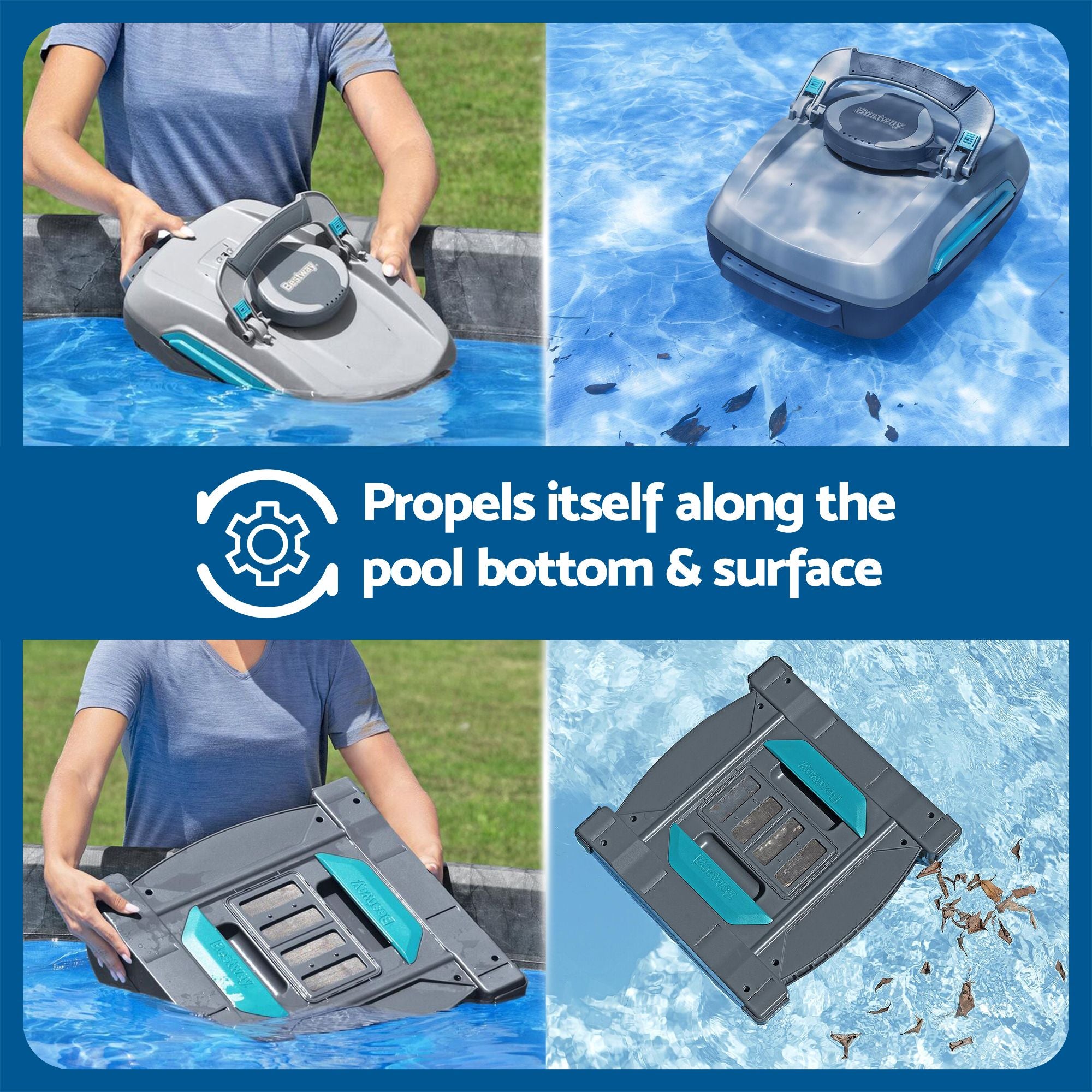 Bestway Robotic Pool Cleaner Automatic Vacuum Surface Skimmer Above Ground 2-in-1
