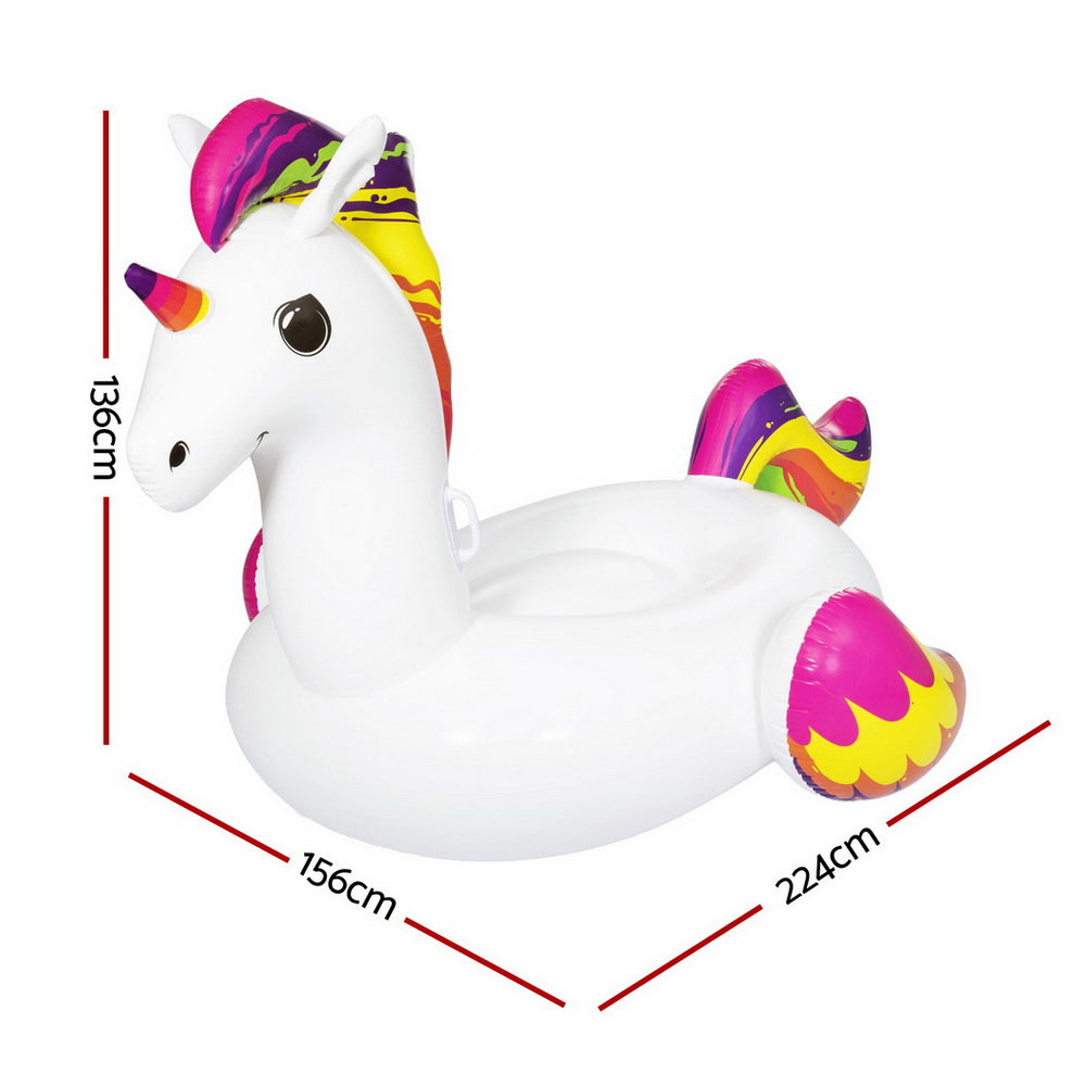 Pool Toys & Inflatables: Bestway Unicorn Float Rider Inflatable Ride On Floating Pool Lounger 224x156CM