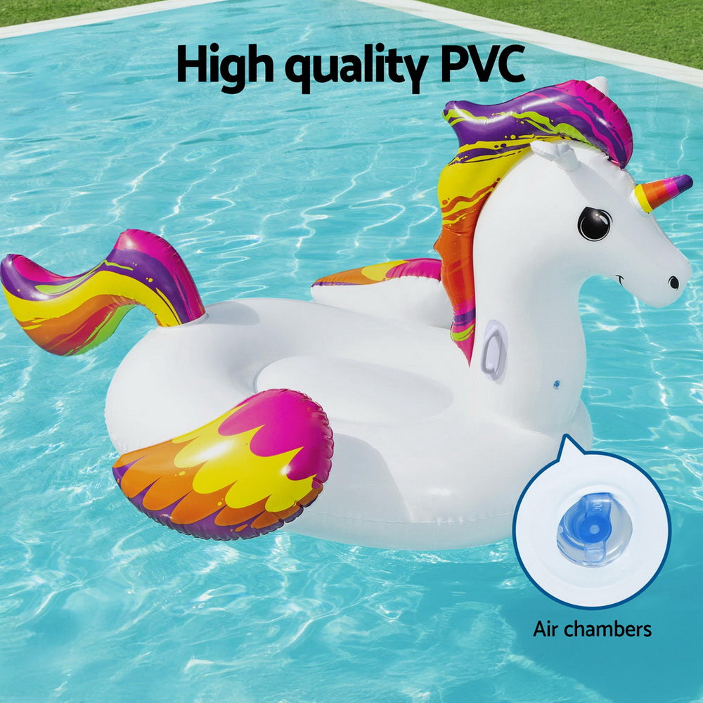 Pool Toys & Inflatables: Bestway Unicorn Float Rider Inflatable Ride On Floating Pool Lounger 224x156CM