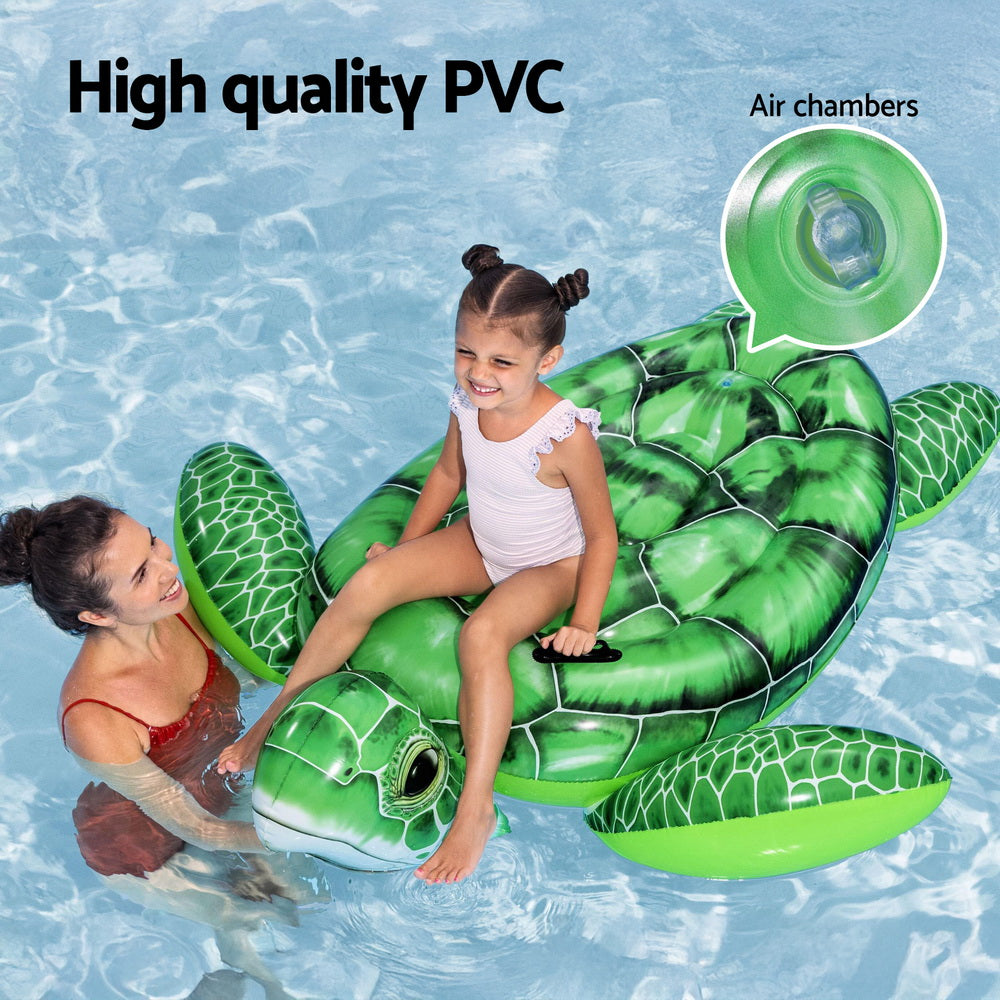 Pool Toys & Inflatables: Bestway Float Turtle Rider Inflatable Ride On Floating Pool Lounger 153x140CM