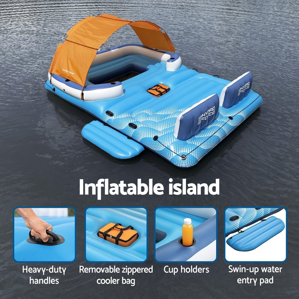 Pool Toys & Inflatables: Bestway Pool Float Island Inflatable Lounge 6-person Raft Seat Canopy
