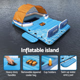 Bestway Pool Float Island Inflatable Lounge 6-person Raft Seat Canopy