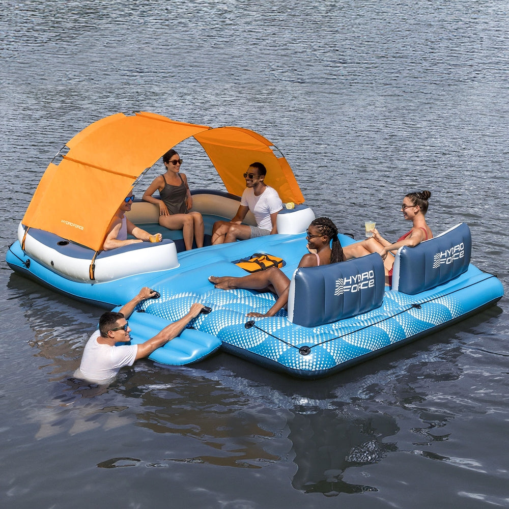 Pool Toys & Inflatables: Bestway Pool Float Island Inflatable Lounge 6-person Raft Seat Canopy