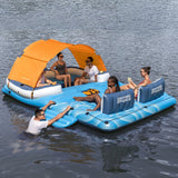 Bestway Pool Float Island Inflatable Lounge 6-person Raft Seat Canopy