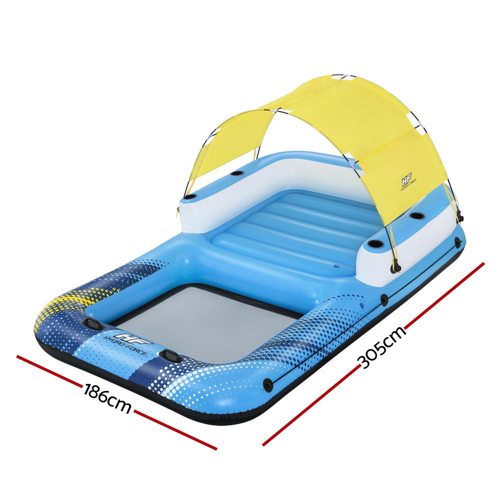 Pool Toys & Inflatables: Bestway Inflatable Floating Island Float Lounger Sunshade Pool Bed 3.05Mx1.86M