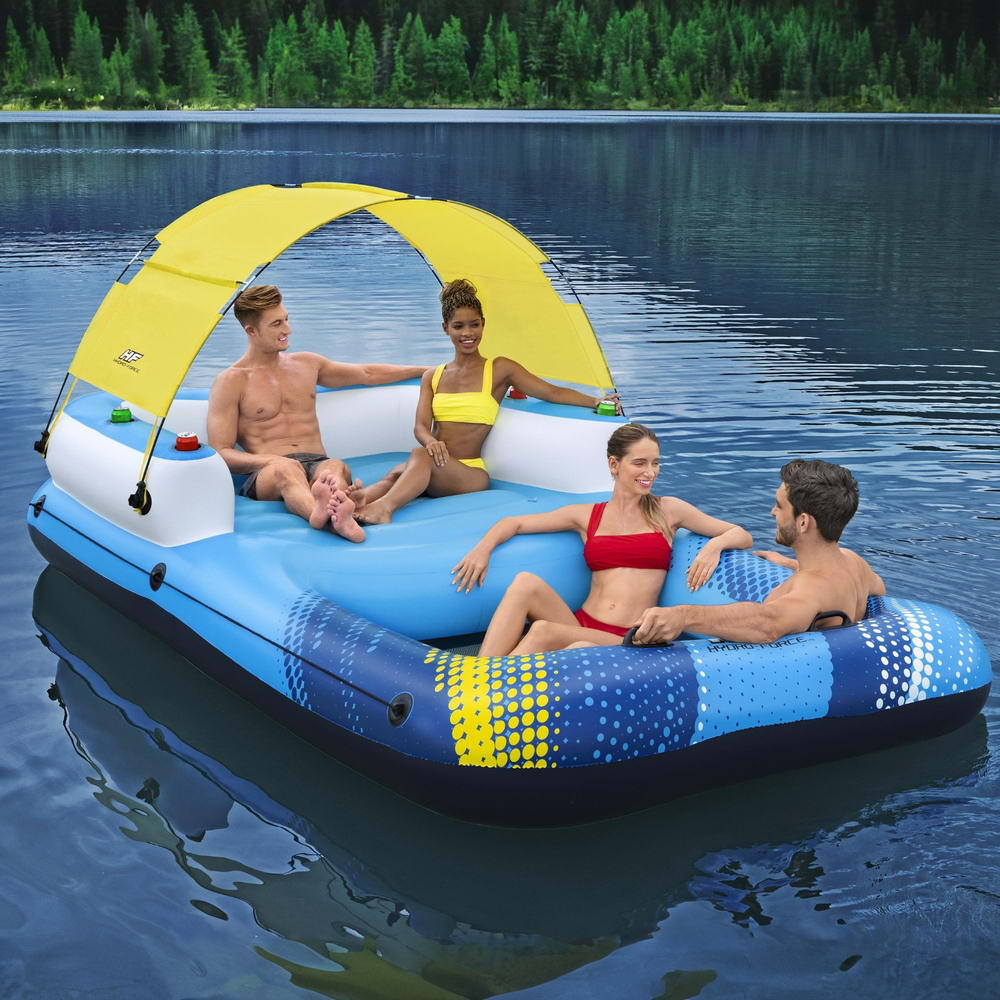 Pool Toys & Inflatables: Bestway Inflatable Floating Island Float Lounger Sunshade Pool Bed 3.05Mx1.86M