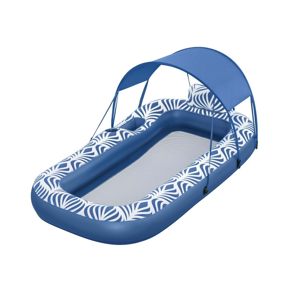 Pool Toys & Inflatables: Bestway Inflatable Floating Float Lounger with Sunshade Canopy 1.98Mx1.12M Blue