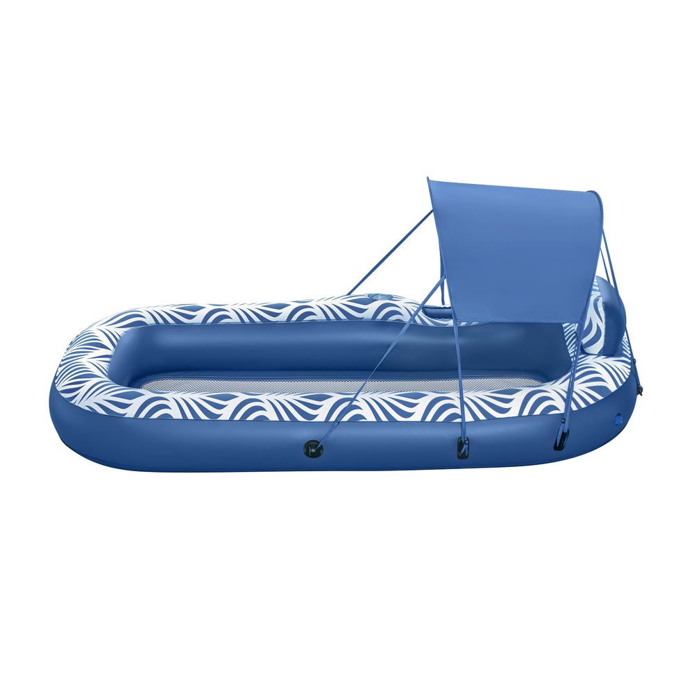Pool Toys & Inflatables: Bestway Inflatable Floating Float Lounger with Sunshade Canopy 1.98Mx1.12M Blue