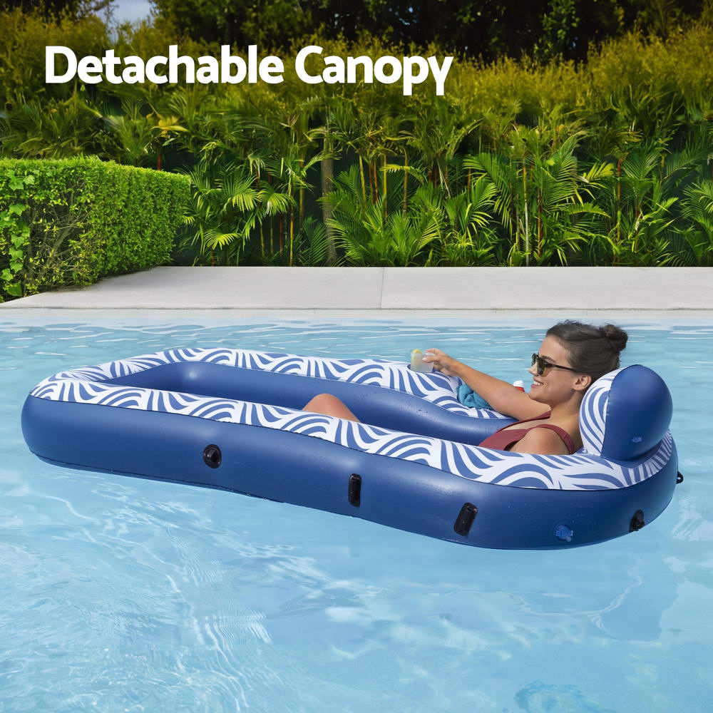 Pool Toys & Inflatables: Bestway Inflatable Floating Float Lounger with Sunshade Canopy 1.98Mx1.12M Blue
