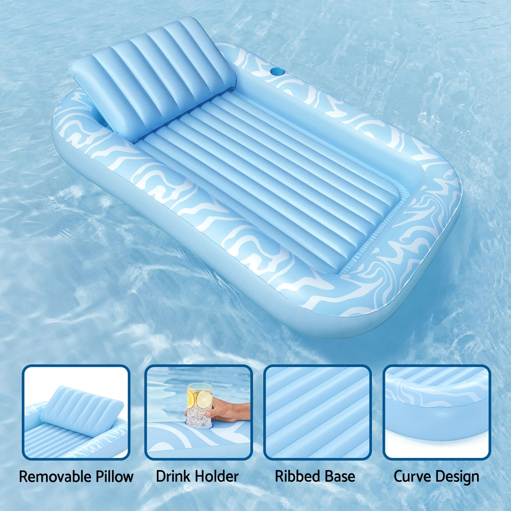 Pool Toys & Inflatables: Bestway Float Floating Seat Pool Lounger Inflatable Lounge Chair Bed Pillow Cup Holder 2.03MX1.37M
