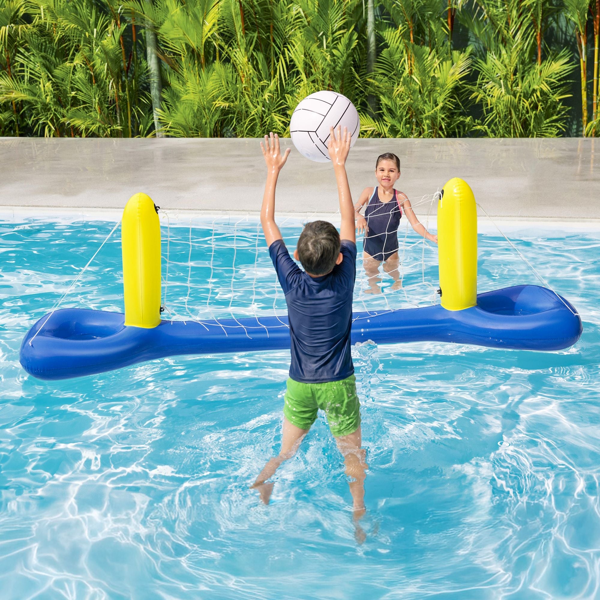 Bestway Floating Pool Volleyball Net Set with Ball 252cm x 64cm Blue