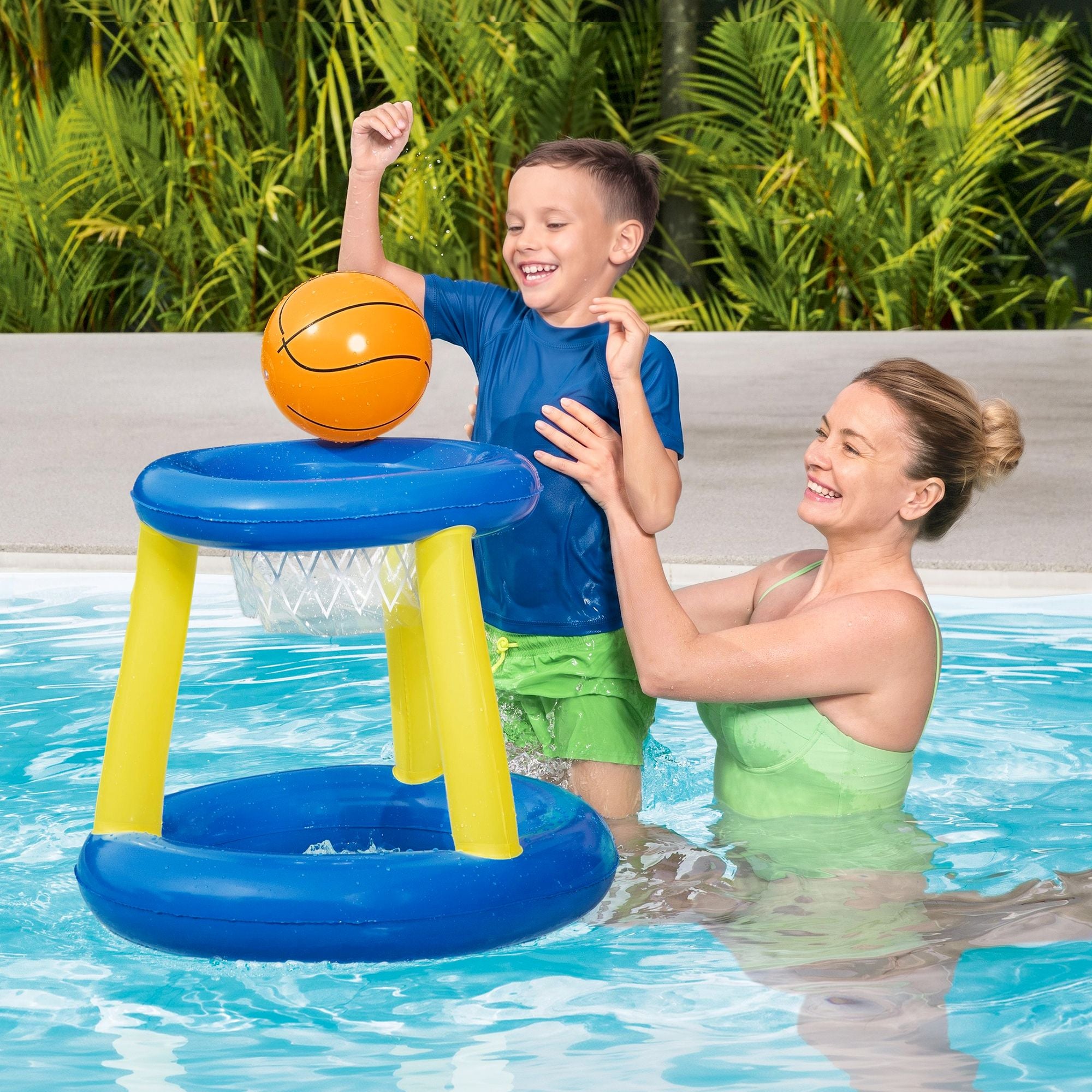 Bestway Inflatable Pool Float Basketball Hoop Set with Ball Blue