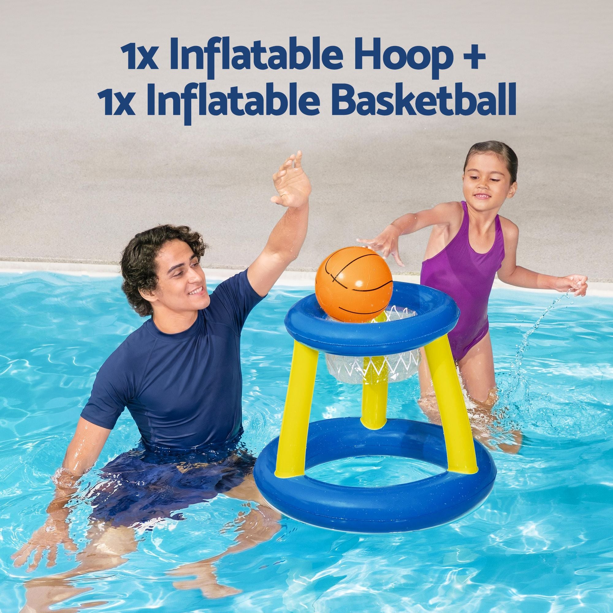 Bestway Inflatable Pool Float Basketball Hoop Set with Ball Blue